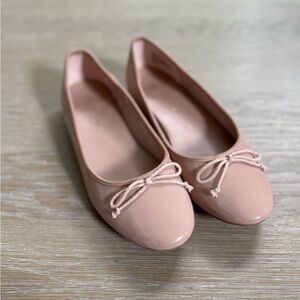 Madden Girl pink patent shiny round toe bow detail ballet flats shoes size 7.5
